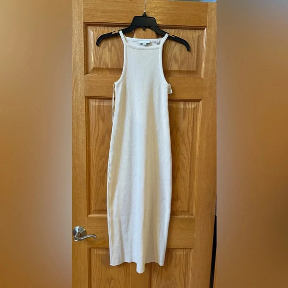 Vince Ribbed High-Neck Midi Tank Dress size XXS Color: FLAXEN $245.00 - Picture 6 of 8